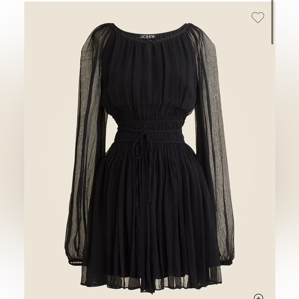 J. Crew Black Elena long-sleeve mini dress in crinkle chiffon